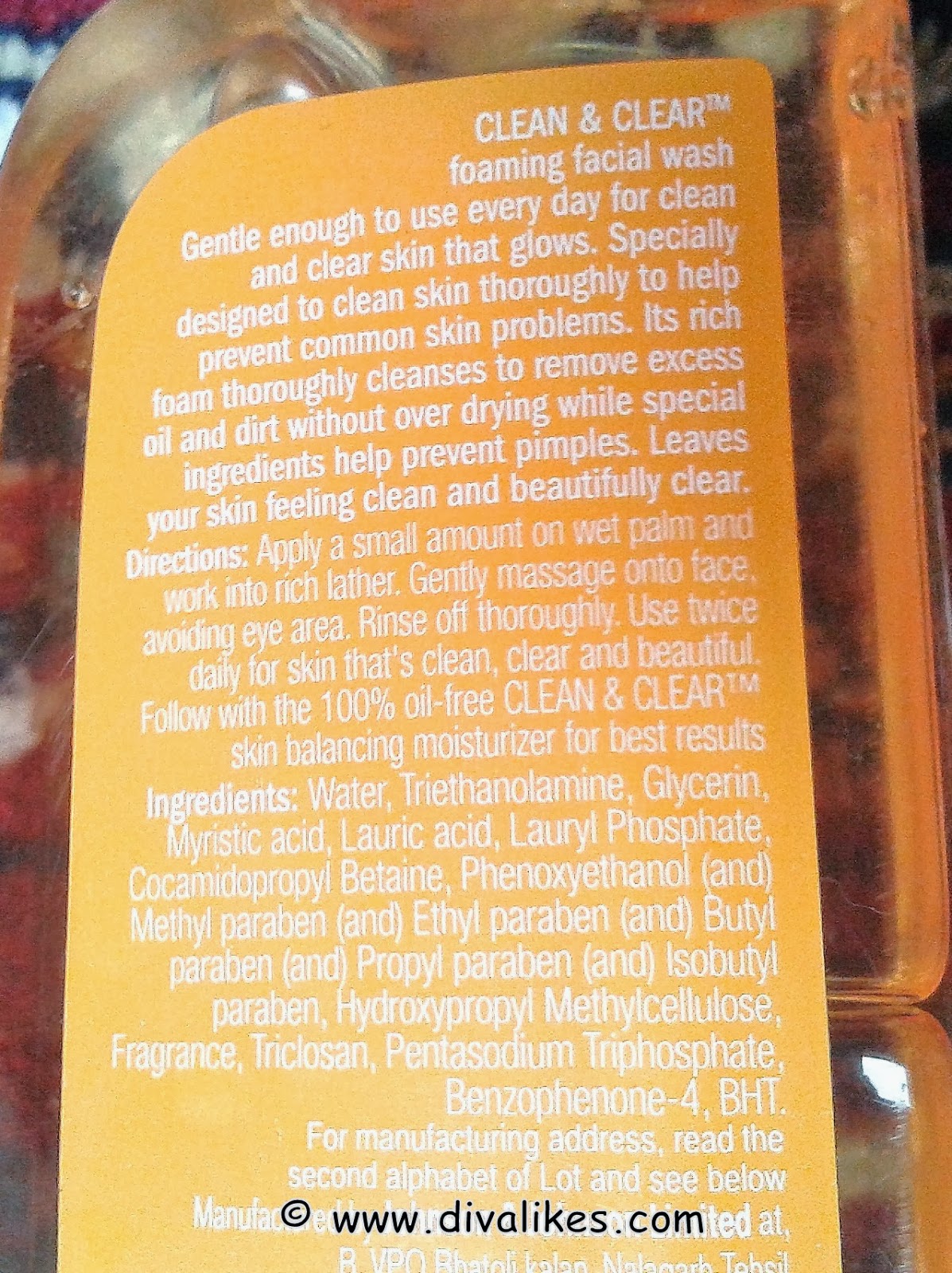 Ingredients of clean and clear face wash deals